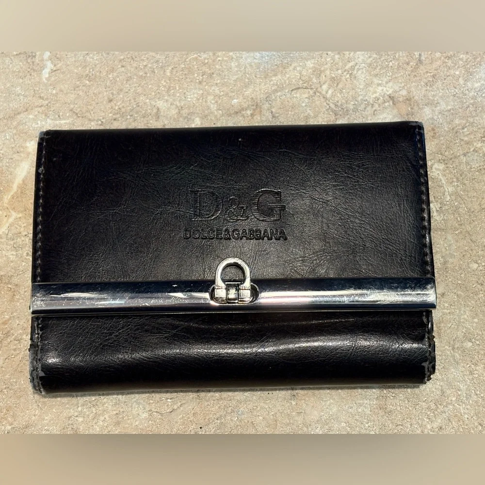 D&G Wallet Black Faux/Leather Wallet Repair Project As Is